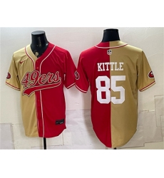 Men's San Francisco 49ers #85 George kittle Gold Red Split Stitched Jersey
