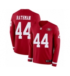Youth Nike San Francisco 49ers #44 Tom Rathman Limited Red Therma Long Sleeve NFL Jersey
