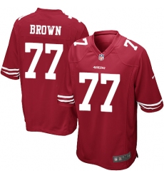 Men's Nike San Francisco 49ers #77 Trent Brown Game Red Team Color NFL Jersey