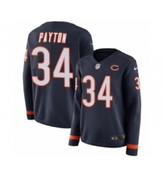 Women's Nike Chicago Bears #34 Walter Payton Limited Navy Blue Therma Long Sleeve NFL Jersey