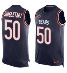 Men's Nike Chicago Bears #50 Mike Singletary Limited Navy Blue Player Name & Number Tank Top NFL Jersey