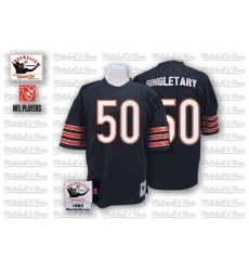 Mitchell and Ness Chicago Bears #50 Mike Singletary Blue Team Color Small Number Authentic Throwback NFL Jersey