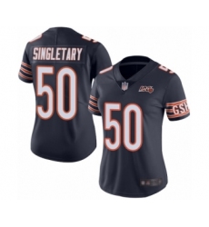 Women's Chicago Bears #50 Mike Singletary Navy Blue Team Color 100th Season Limited Football Jersey