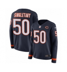 Women's Nike Chicago Bears #50 Mike Singletary Limited Navy Blue Therma Long Sleeve NFL Jersey