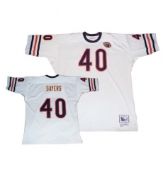 Mitchell and Ness Chicago Bears #40 Gale Sayers White Big Number with Bear Patch Authentic Throwback NFL Jersey