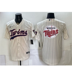 Mens Minnesota Twins Team Big Logo Cream 2026 Field of Dreams Stadium Stitched Baseball Jersey