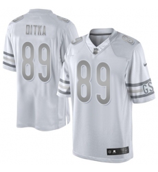 Men's Nike Chicago Bears #89 Mike Ditka Limited White Platinum NFL Jersey