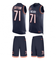 Men's Nike Chicago Bears #71 Josh Sitton Limited Navy Blue Tank Top Suit NFL Jersey