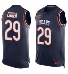 Men's Nike Chicago Bears #29 Tarik Cohen Limited Navy Blue Player Name & Number Tank Top NFL Jersey