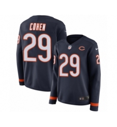 Women's Nike Chicago Bears #29 Tarik Cohen Limited Navy Blue Therma Long Sleeve NFL Jersey