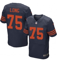 Men's Nike Chicago Bears #75 Kyle Long Elite Navy Blue Alternate NFL Jersey