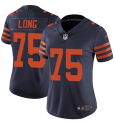 Women's Nike Chicago Bears #75 Kyle Long Elite Navy Blue Alternate NFL Jersey