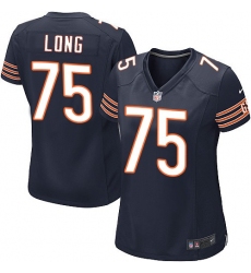 Women's Nike Chicago Bears #75 Kyle Long Game Navy Blue Team Color NFL Jersey