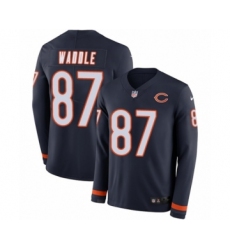 Men's Nike Chicago Bears #87 Tom Waddle Limited Navy Blue Therma Long Sleeve NFL Jersey