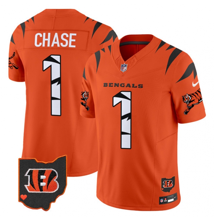 Men's Cincinnati Bengals #1 Ja'Marr Chase Orange F.U.S.E. Special Vapor Untouchable Limited Stitched Football Jersey