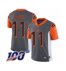 Men's Cincinnati Bengals #11 John Ross Limited Silver Inverted Legend 100th Season Football Jersey
