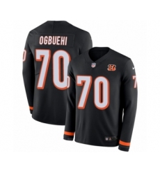 Youth Nike Cincinnati Bengals #70 Cedric Ogbuehi Limited Black Therma Long Sleeve NFL Jersey