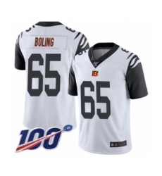Men's Cincinnati Bengals #65 Clint Boling Limited White Rush Vapor Untouchable 100th Season Football Jersey