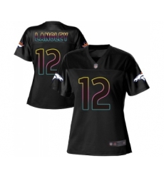Women's Denver Broncos #12 Brendan Langley Game Black Fashion Football Jersey