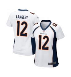 Women's Denver Broncos #12 Brendan Langley Game White Football Jersey
