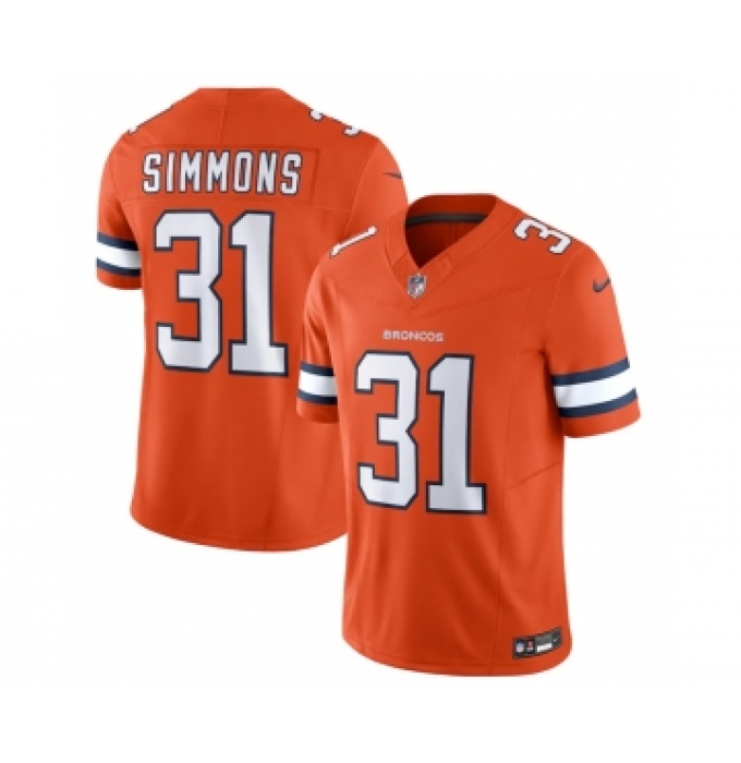 Men's Denver Broncos #31 Justin Simmons Orange 2023 F.U.S.E. Vapor Untouchable Stitched Jersey