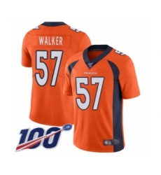 Men's Denver Broncos #57 Demarcus Walker Orange Team Color Vapor Untouchable Limited Player 100th Season Football Jersey
