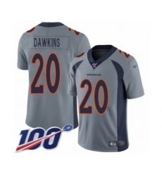 Men's Denver Broncos #20 Brian Dawkins Limited Silver Inverted Legend 100th Season Football Jersey
