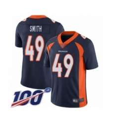 Men's Denver Broncos #49 Dennis Smith Navy Blue Alternate Vapor Untouchable Limited Player 100th Season Football Jersey