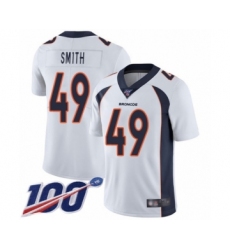 Men's Denver Broncos #49 Dennis Smith White Vapor Untouchable Limited Player 100th Season Football Jersey