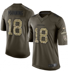 Men's Nike Denver Broncos #18 Peyton Manning Elite Green Salute to Service NFL Jersey
