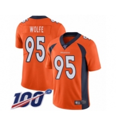 Men's Denver Broncos #95 Derek Wolfe Orange Team Color Vapor Untouchable Limited Player 100th Season Football Jersey