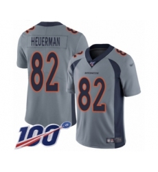 Youth Denver Broncos #82 Jeff Heuerman Limited Silver Inverted Legend 100th Season Football Jersey