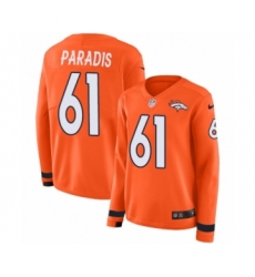 Women's Nike Denver Broncos #61 Matt Paradis Limited Orange Therma Long Sleeve NFL Jersey
