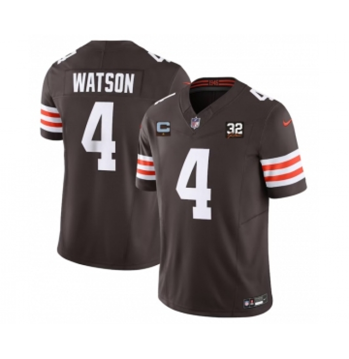 Men's Nike Cleveland Browns #4 Deshaun Watson Brown 2023 F.U.S.E. 1-Star C And Jim Brown Memorial Vapor Untouchable Jersey