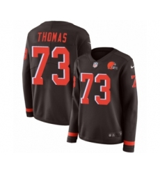 Women's Nike Cleveland Browns #73 Joe Thomas Limited Brown Therma Long Sleeve NFL Jersey