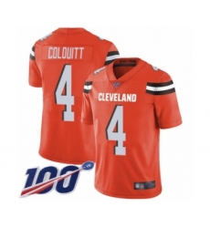 Men's Cleveland Browns #4 Britton Colquitt Orange Alternate Vapor Untouchable Limited Player 100th Season Football Jersey