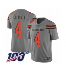 Youth Cleveland Browns #4 Britton Colquitt Limited Gray Inverted Legend 100th Season Football Jersey