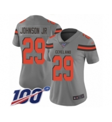 Women's Cleveland Browns #29 Duke Johnson Limited Gray Inverted Legend 100th Season Football Jersey