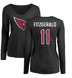 NFL Women's Nike Arizona Cardinals #11 Larry Fitzgerald Black Name & Number Logo Long Sleeve T-Shirt