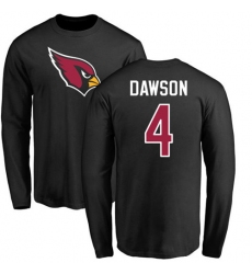 NFL Nike Arizona Cardinals #4 Phil Dawson Black Name & Number Logo Long Sleeve T-Shirt