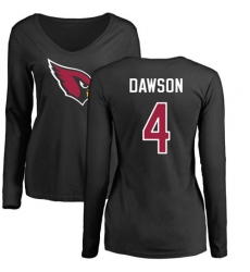 NFL Women's Nike Arizona Cardinals #4 Phil Dawson Black Name & Number Logo Long Sleeve T-Shirt
