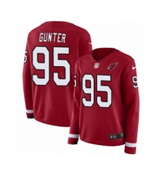 Women's Nike Arizona Cardinals #95 Rodney Gunter Limited Red Therma Long Sleeve NFL Jersey