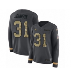 Women's Nike Arizona Cardinals #31 David Johnson Limited Black Salute to Service Therma Long Sleeve NFL Jersey