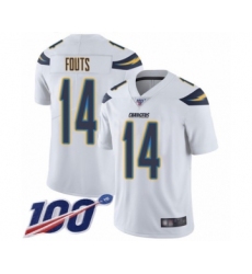 Men's Los Angeles Chargers #14 Dan Fouts White Vapor Untouchable Limited Player 100th Season Football Jersey