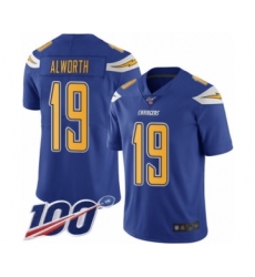Men's Los Angeles Chargers #19 Lance Alworth Limited Electric Blue Rush Vapor Untouchable 100th Season Football Jersey