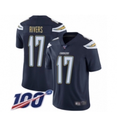 Men's Nike Los Angeles Chargers #17 Philip Rivers Navy Blue Team Color Vapor Untouchable Limited Player 100th Season NFL Jersey