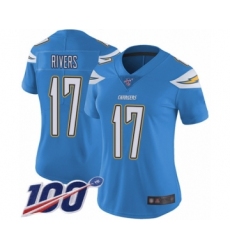 Women's Nike Los Angeles Chargers #17 Philip Rivers Electric Blue Alternate Vapor Untouchable Limited Player 100th Season NFL Jersey