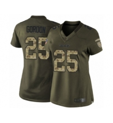Women's Los Angeles Chargers #25 Melvin Gordon Elite Green Salute to Service Football Jersey