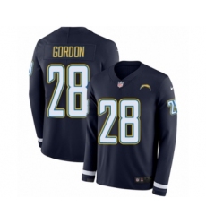 Youth Nike Los Angeles Chargers #28 Melvin Gordon Limited Navy Blue Therma Long Sleeve NFL Jersey