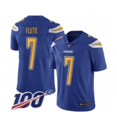 Men's Los Angeles Chargers #7 Doug Flutie Limited Electric Blue Rush Vapor Untouchable 100th Season Football Jersey